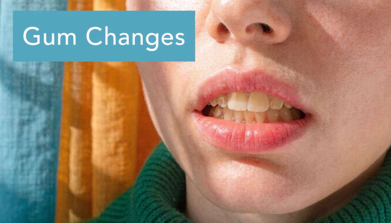 A close-up view of a person's mouth and teeth, focusing on gum health and appearance.