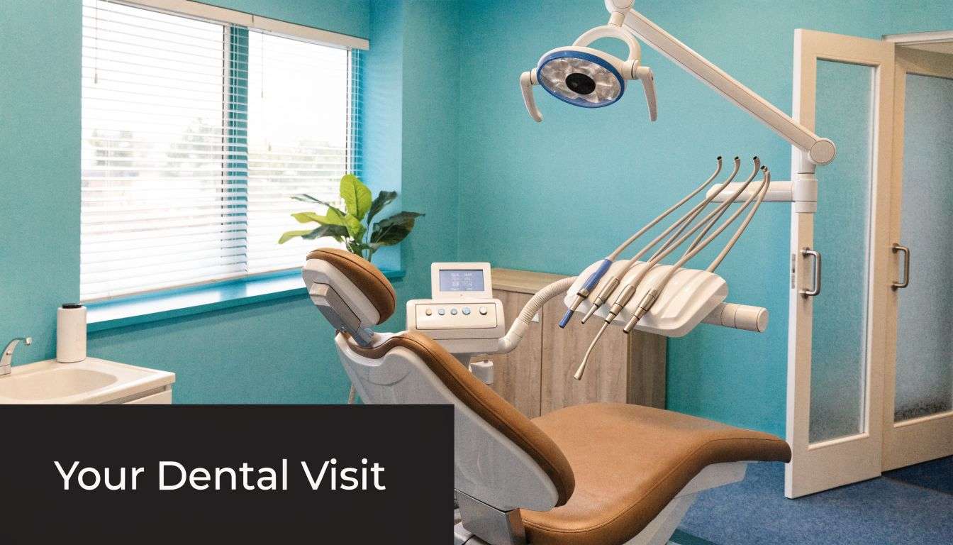 A clean, modern dental examination room featuring a comfortable patient chair and professional dental equipment.