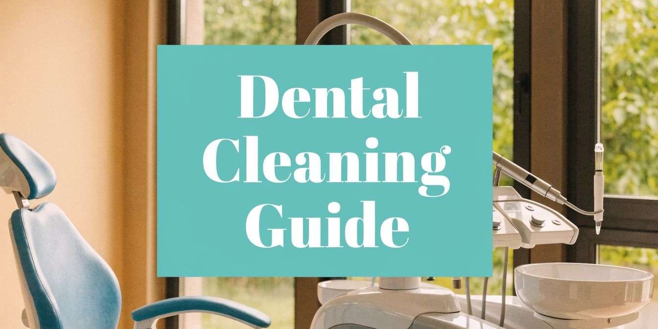 how-often-should-you-get-dental-cleaning-dental-chair Sign reading 'Dental Cleaning Guide' hanging over a dental chair setup in a clinic, with dental equipment in the background.
